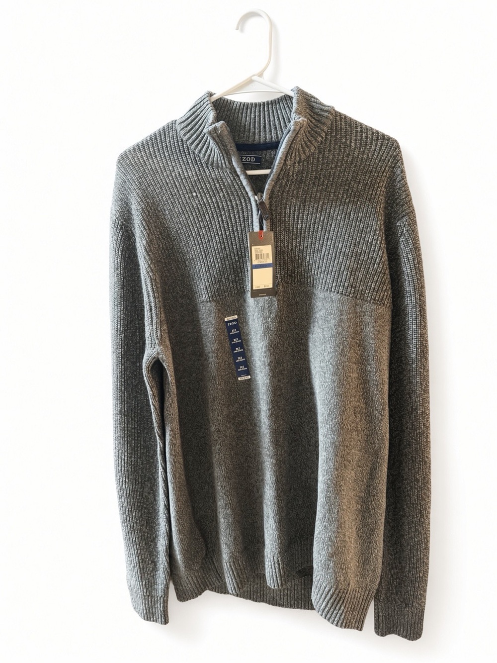 NWT IZOD Big & Tall Colorblock Quarter Zip Sweater Grey XLT